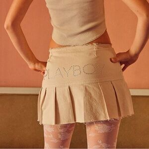 PLAYBOY by PacSun Pleated Mini Skirt with Frayed Hem